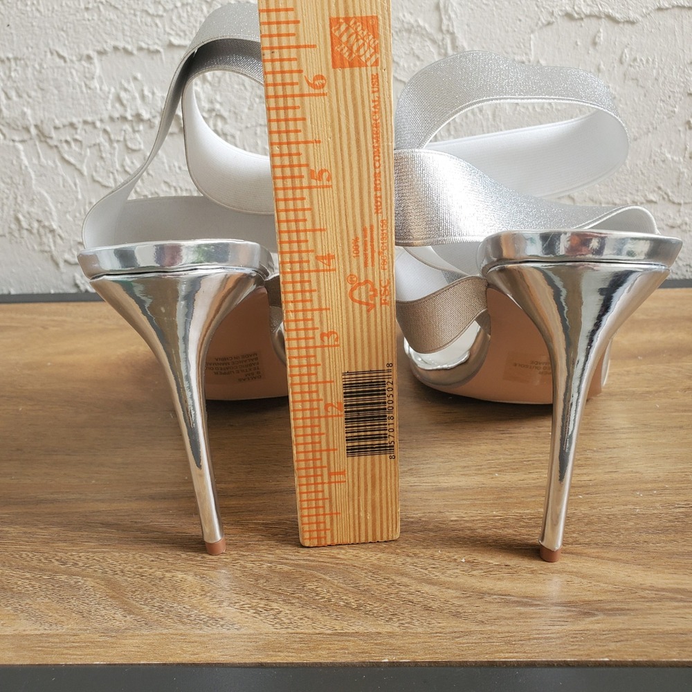 Lauren Lorraine Dallas Ankle Strap Stiletto Heels Womens 9.5 Silver Metallic - Picture 9 of 10